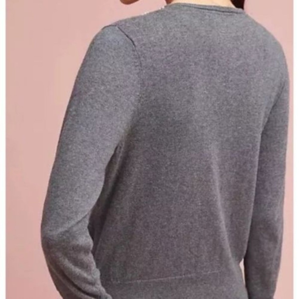 New Anthropologie Pearl Embellished Gray Cardigan - Picture 4 of 5